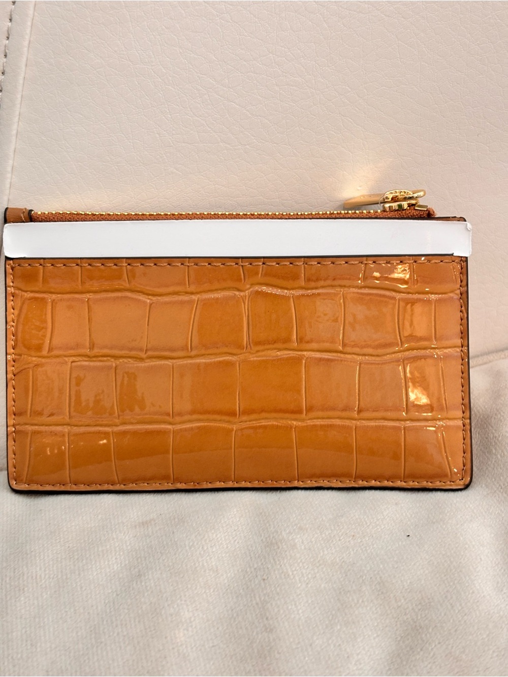 Michael Kors Croc Embossed Jet Set Travel Medium Top-Zip Card Case - Picture 8 of 11